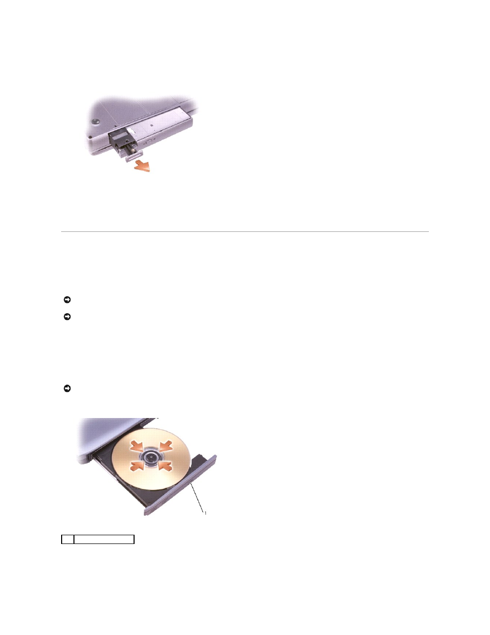 Using cds or dvds, Using the cd or dvd tray | Dell Latitude D600 User Manual | Page 24 / 121