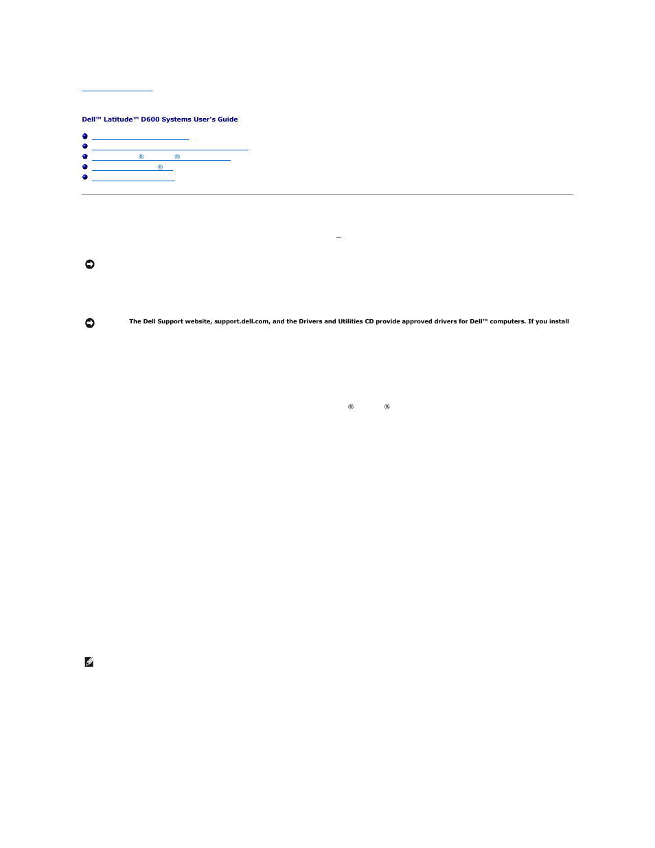 Reinstalling software, Reinstalling drivers and utilities, Manually reinstalling drivers for windows xp | Dell Latitude D600 User Manual | Page 33 / 121