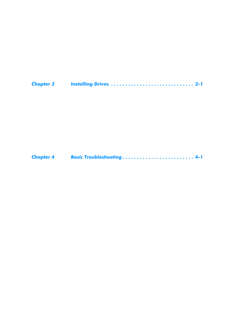 Chapter 3 installing drives -1, Chapter 4 basic troubleshooting -1 | Dell Dimension L___cx User Manual | Page 12 / 162