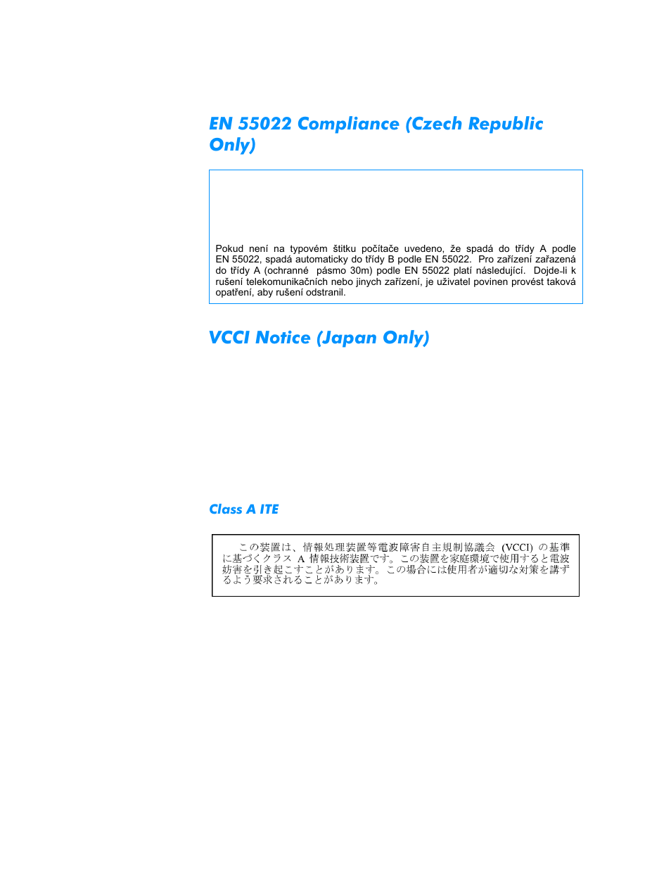 En 55022 compliance (czech republic only), Vcci notice (japan only), Class a ite | Dell Dimension L___cx User Manual | Page 145 / 162