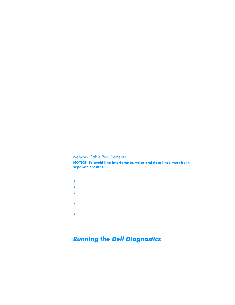 Network cable requirements, Running the dell diagnostics, Network cable requirements -9 | Running the dell diagnostics -9 | Dell Dimension L___cx User Manual | Page 63 / 162