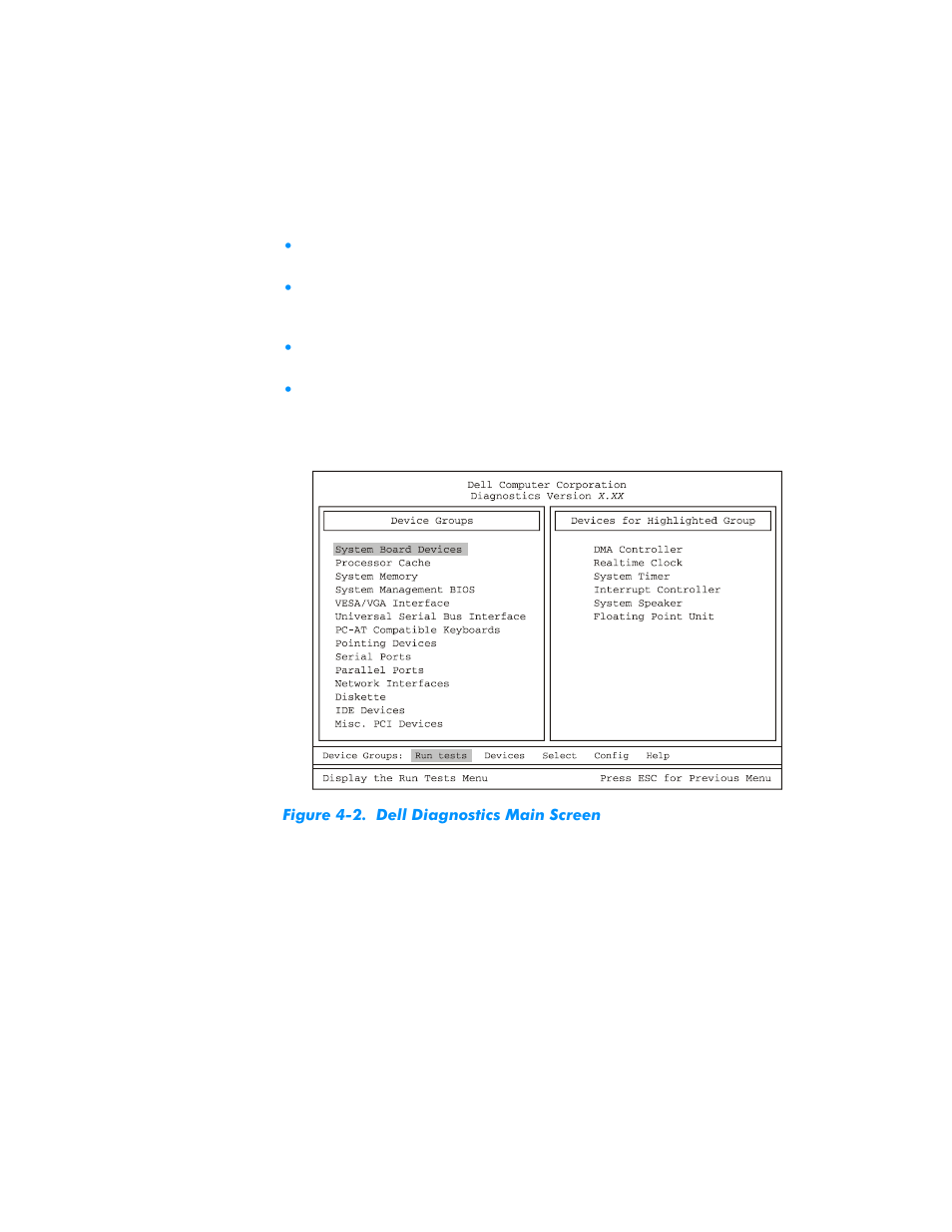 Figure 4-2, Dell diagnostics main screen -12 | Dell Dimension L___cx User Manual | Page 66 / 162