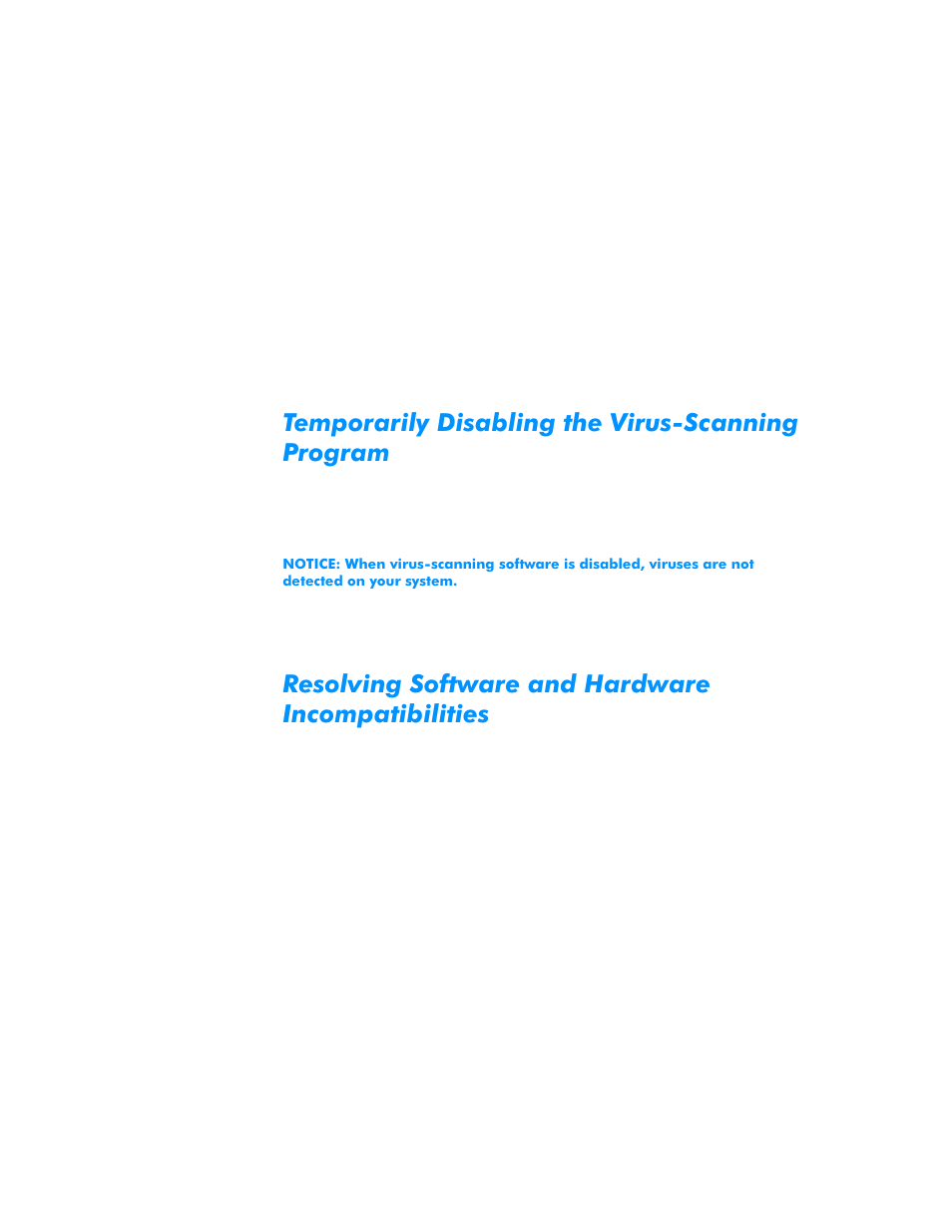 Temporarily disabling the virus-scanning program, Resolving software and hardware incompatibilities, Program -4 | Dell Dimension L___cx User Manual | Page 72 / 162