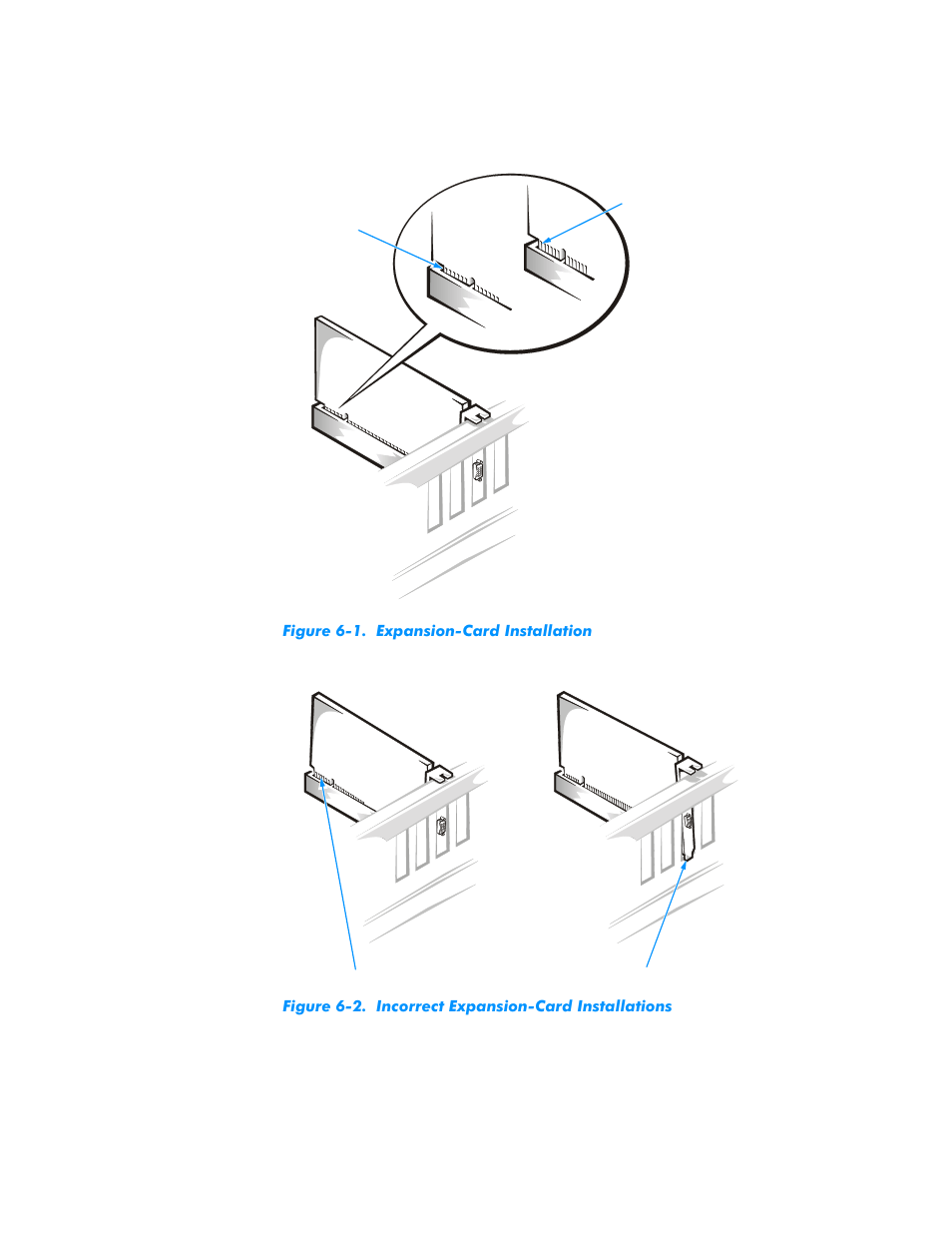 Figure 6-1, Expansion-card installation -2, Figure 6-2 | Incorrect expansion-card installations -2 | Dell Dimension L___cx User Manual | Page 80 / 162