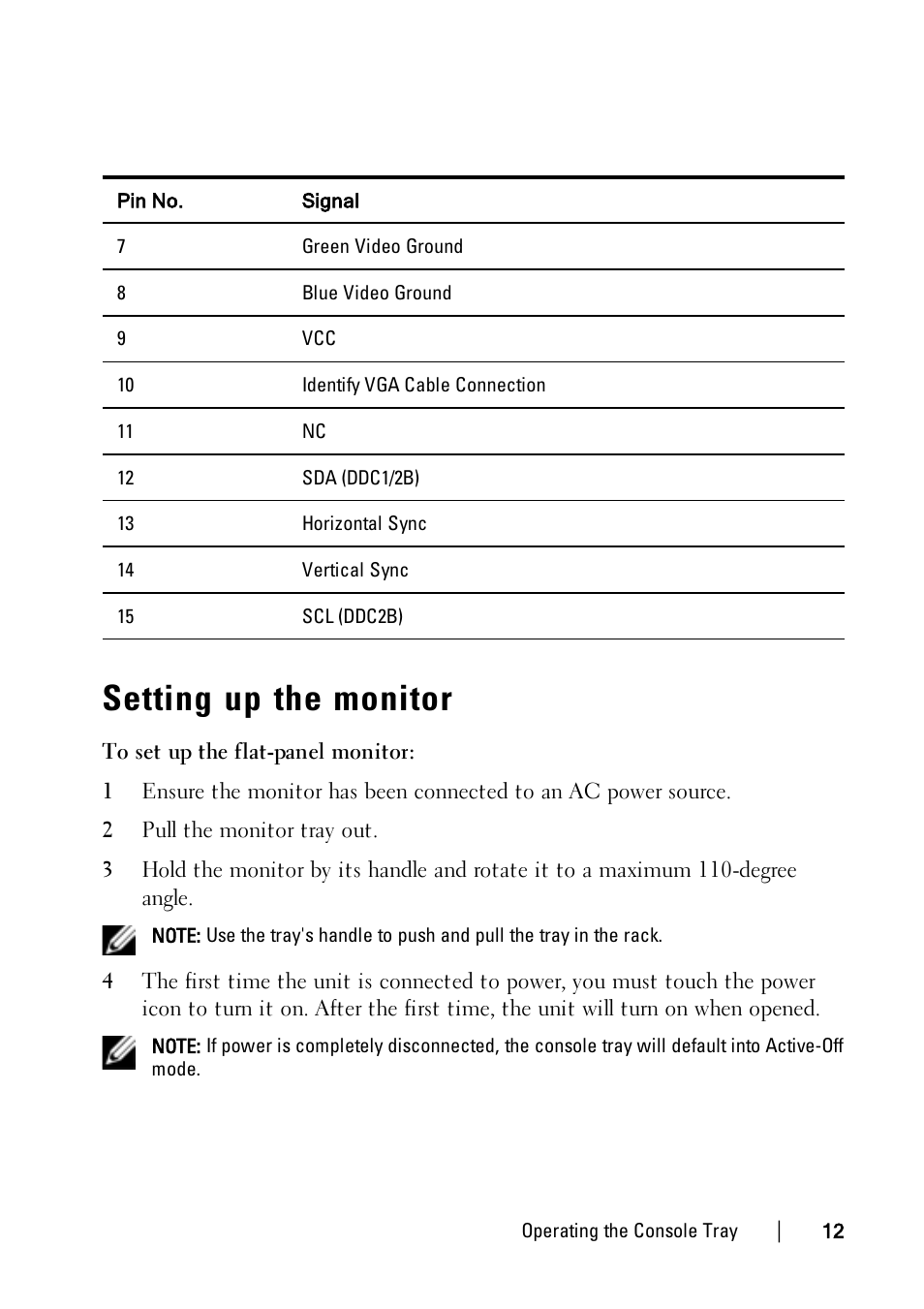Setting up the monitor | Dell 1U Rackmount LED Console User Manual | Page 16 / 36
