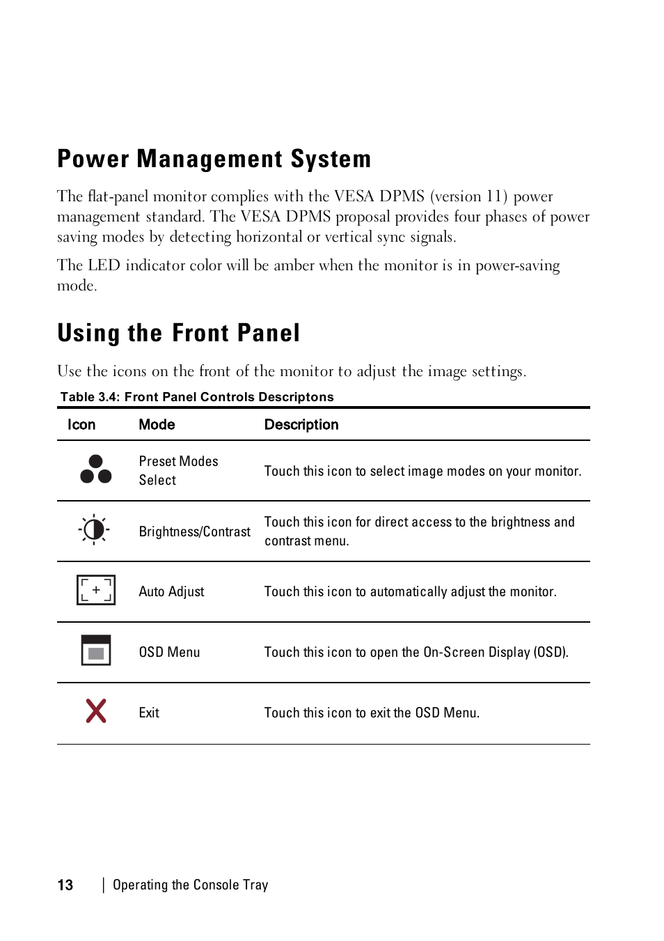 Power management system, Using the front panel | Dell 1U Rackmount LED Console User Manual | Page 17 / 36