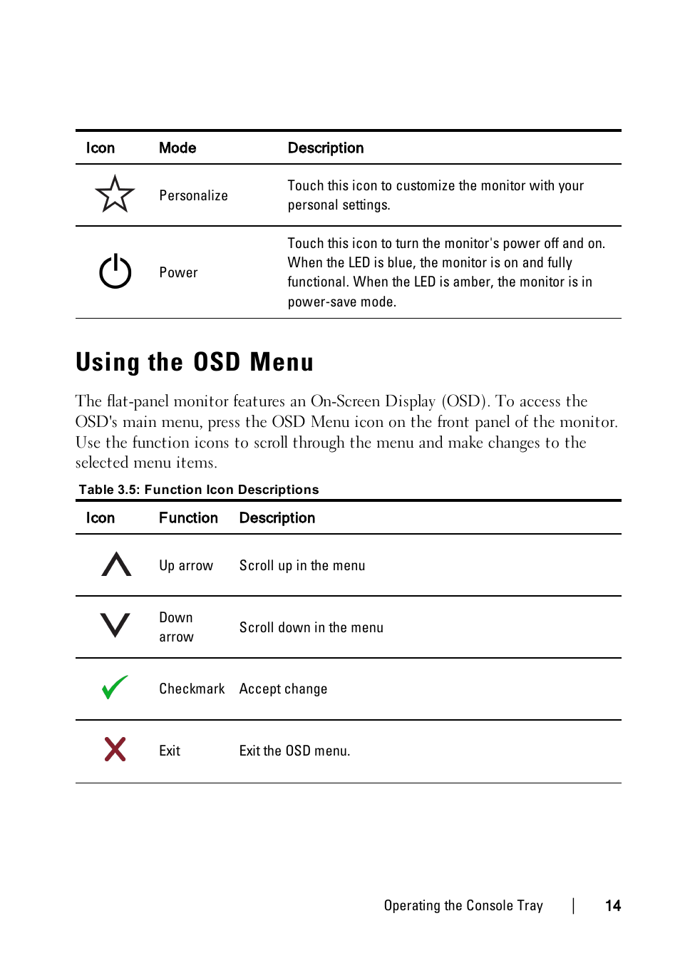 Using the osd menu | Dell 1U Rackmount LED Console User Manual | Page 18 / 36