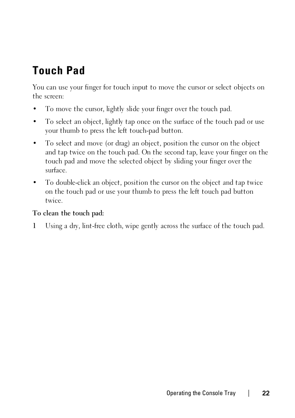 Touch pad | Dell 1U Rackmount LED Console User Manual | Page 26 / 36