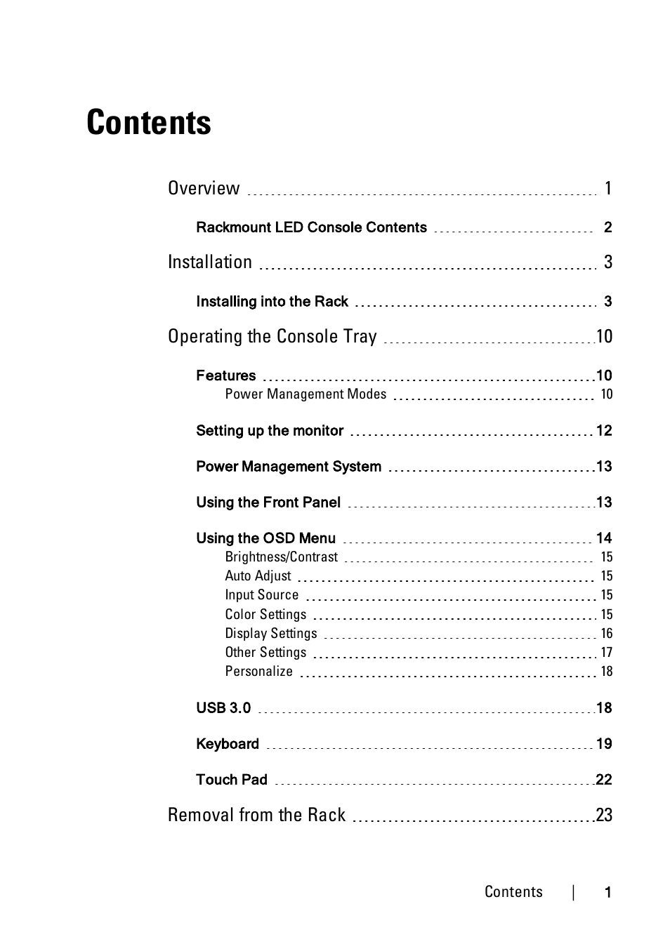 Dell 1U Rackmount LED Console User Manual | Page 3 / 36