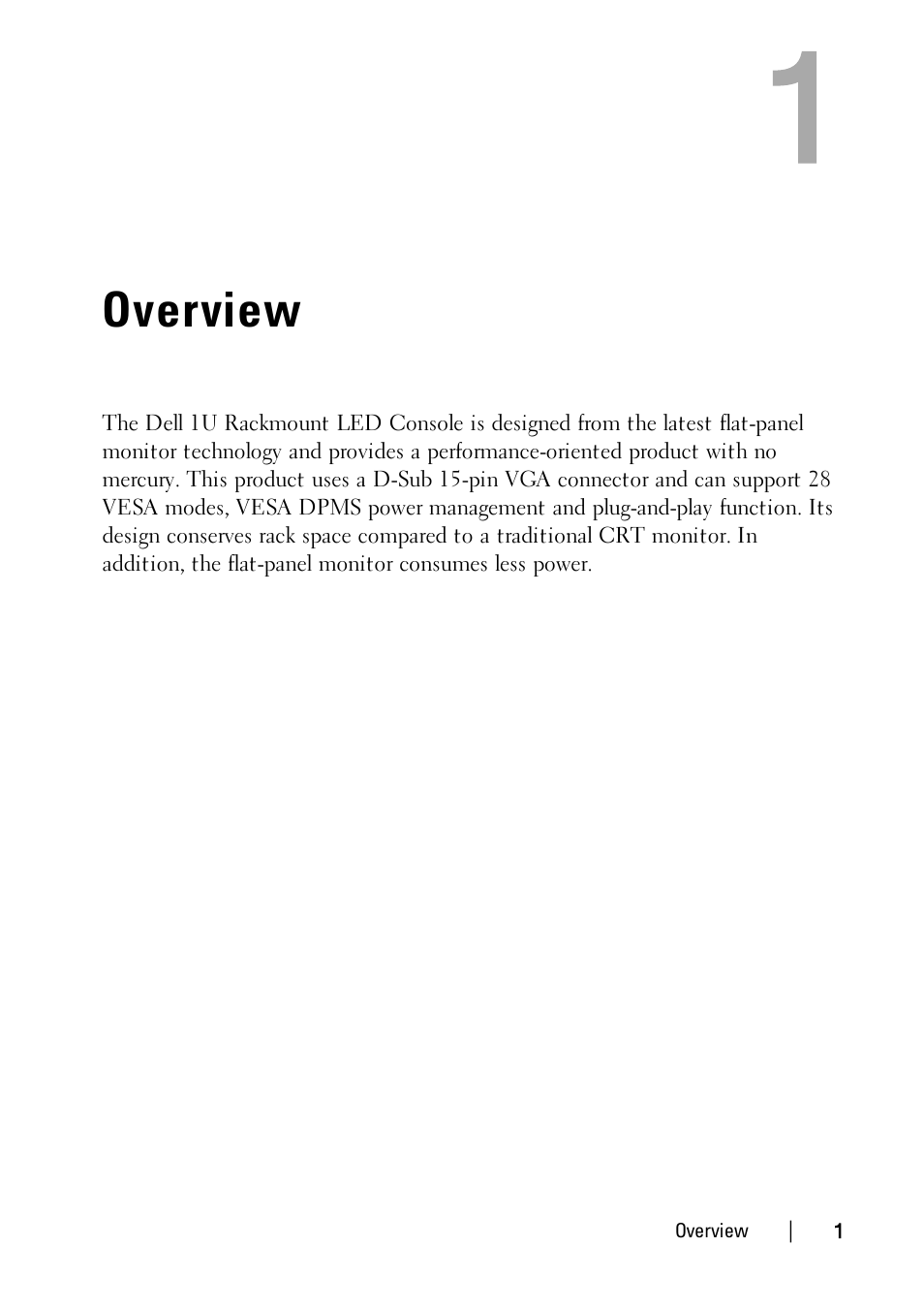 Overview | Dell 1U Rackmount LED Console User Manual | Page 5 / 36