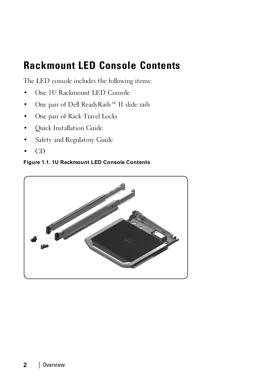 Rackmount led console contents | Dell 1U Rackmount LED Console User Manual | Page 6 / 36