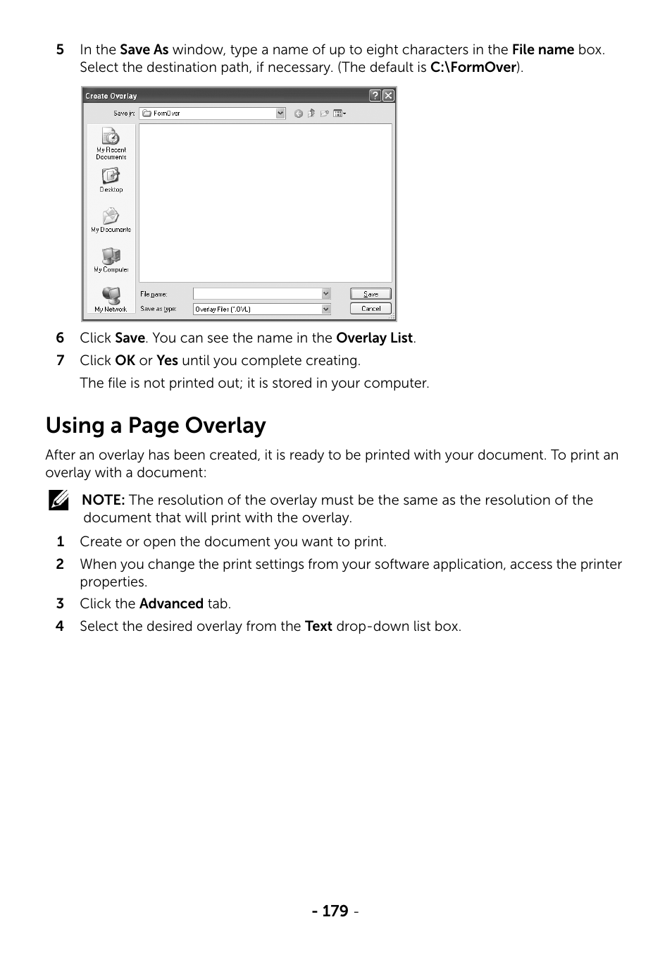 Using a page overlay | Dell B2375dnf Mono Multifunction Printer User Manual | Page 180 / 359