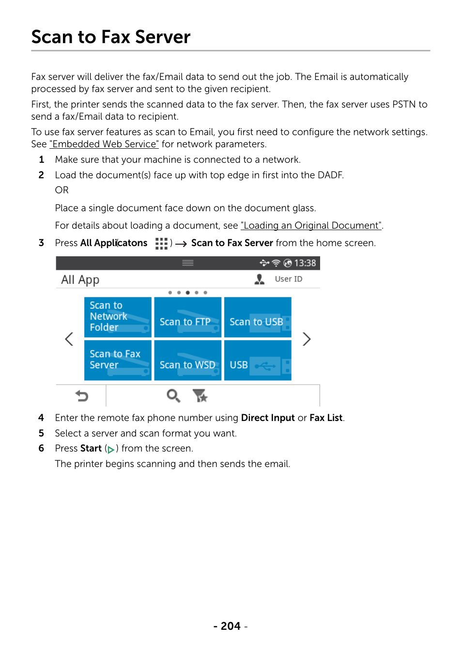 Scan to fax server | Dell B2375dnf Mono Multifunction Printer User Manual | Page 205 / 359