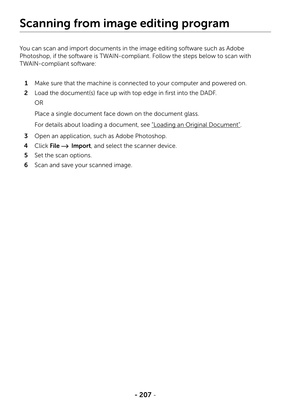 Scanning from image editing program | Dell B2375dnf Mono Multifunction Printer User Manual | Page 208 / 359