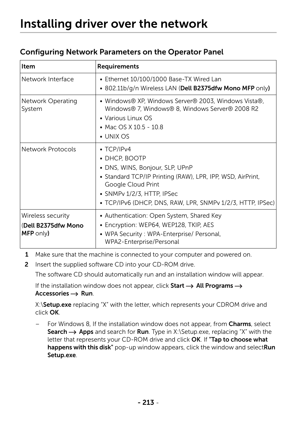 Installing driver over the network | Dell B2375dnf Mono Multifunction Printer User Manual | Page 214 / 359