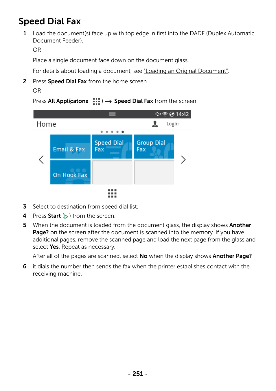 Speed dial fax | Dell B2375dnf Mono Multifunction Printer User Manual | Page 252 / 359
