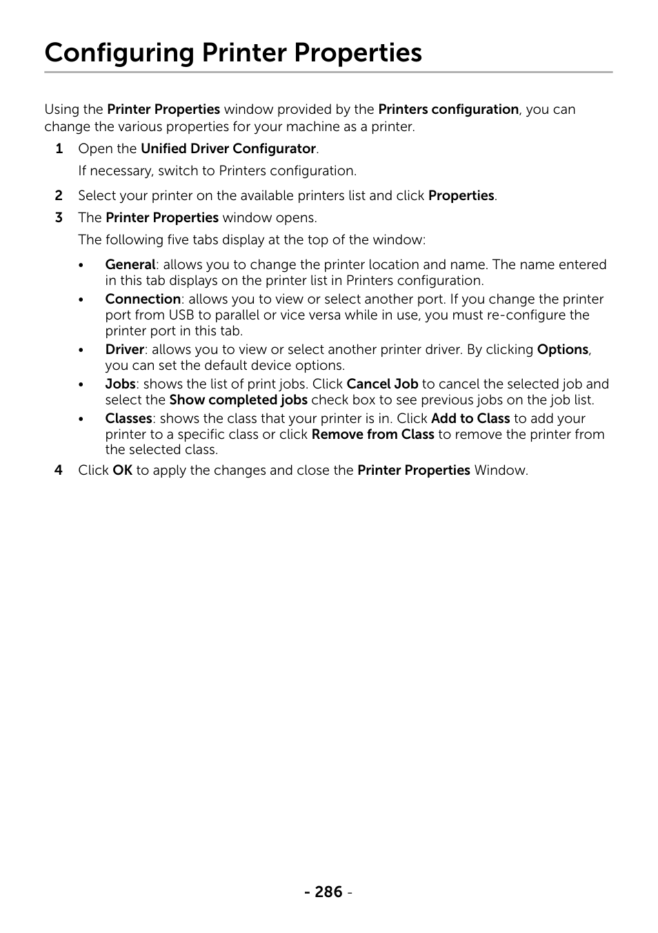 Configuring printer properties | Dell B2375dnf Mono Multifunction Printer User Manual | Page 287 / 359