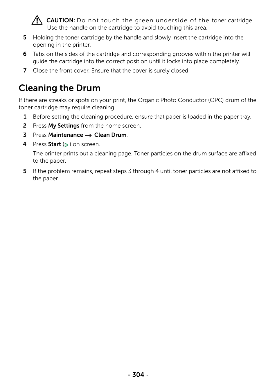 Cleaning the drum | Dell B2375dnf Mono Multifunction Printer User Manual | Page 305 / 359