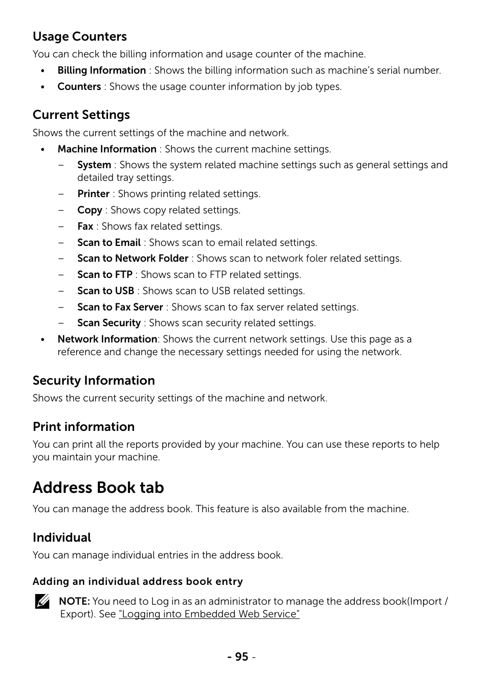 Address book tab | Dell B2375dnf Mono Multifunction Printer User Manual | Page 96 / 359