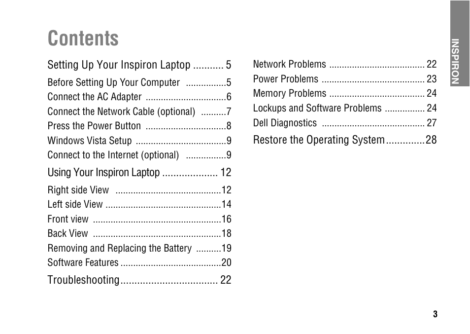 Dell Inspiron 1427 (Early 2009) User Manual | Page 5 / 54