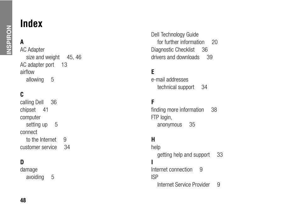 Index | Dell Inspiron 1427 (Early 2009) User Manual | Page 50 / 54