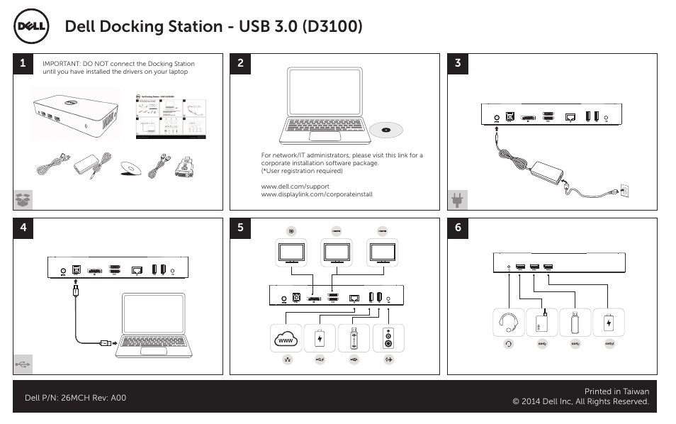 Dell USB3.0 dock D3100 User Manual | 1 page