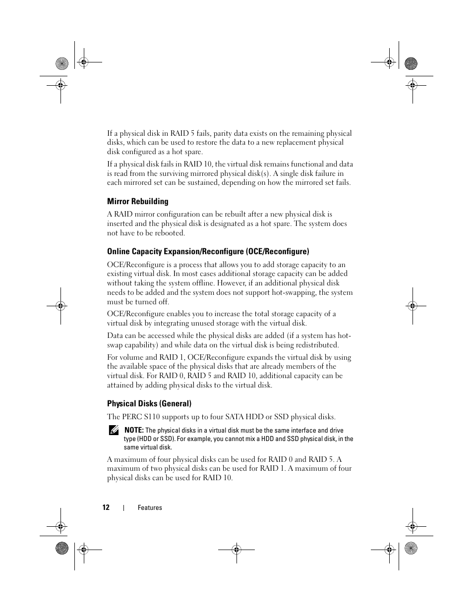 Mirror rebuilding, Physical disks (general) | Dell PowerEdge RAID Controller S110 User Manual | Page 14 / 76