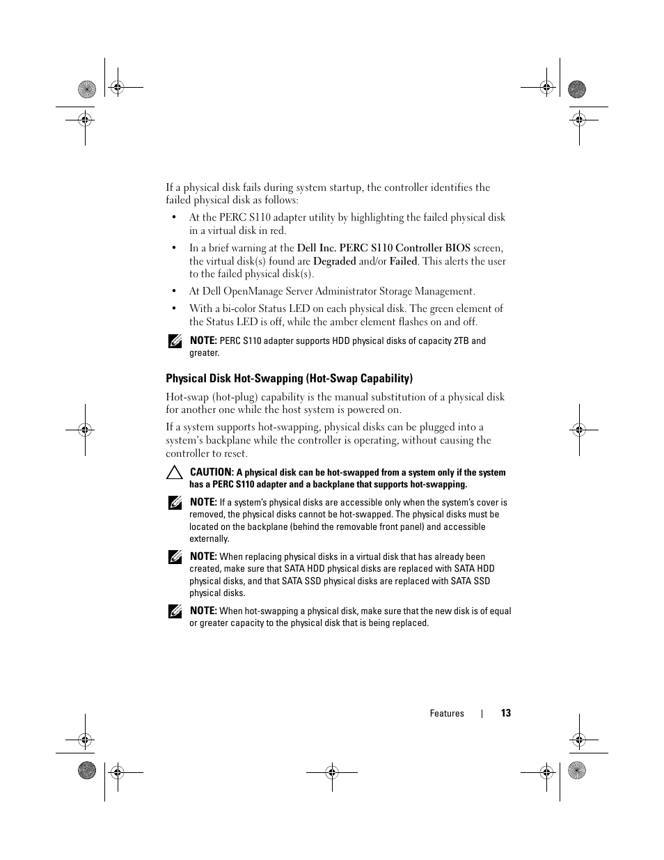 Physical disk hot-swapping (hot-swap capability) | Dell PowerEdge RAID Controller S110 User Manual | Page 15 / 76