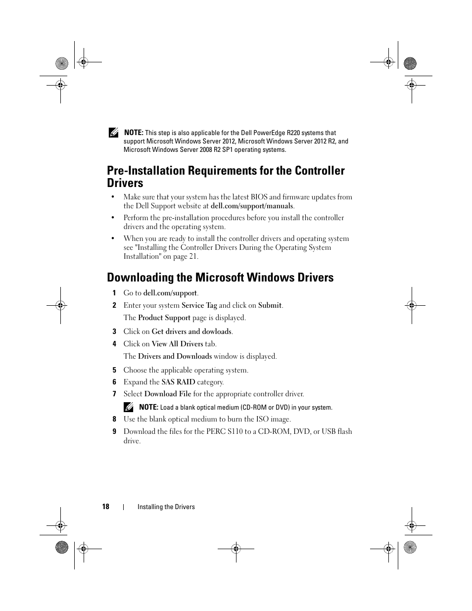 Downloading the microsoft windows drivers, Pre-installation requirements for the, Downloading the microsoft windows | Downloading the microsoft | Dell PowerEdge RAID Controller S110 User Manual | Page 20 / 76