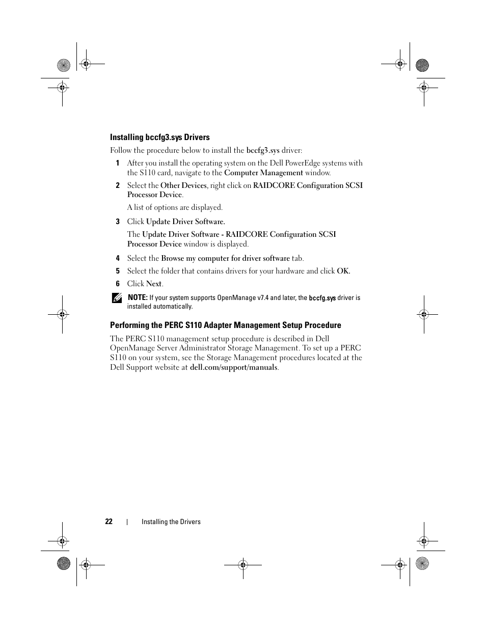 Installing bccfg3.sys drivers | Dell PowerEdge RAID Controller S110 User Manual | Page 24 / 76