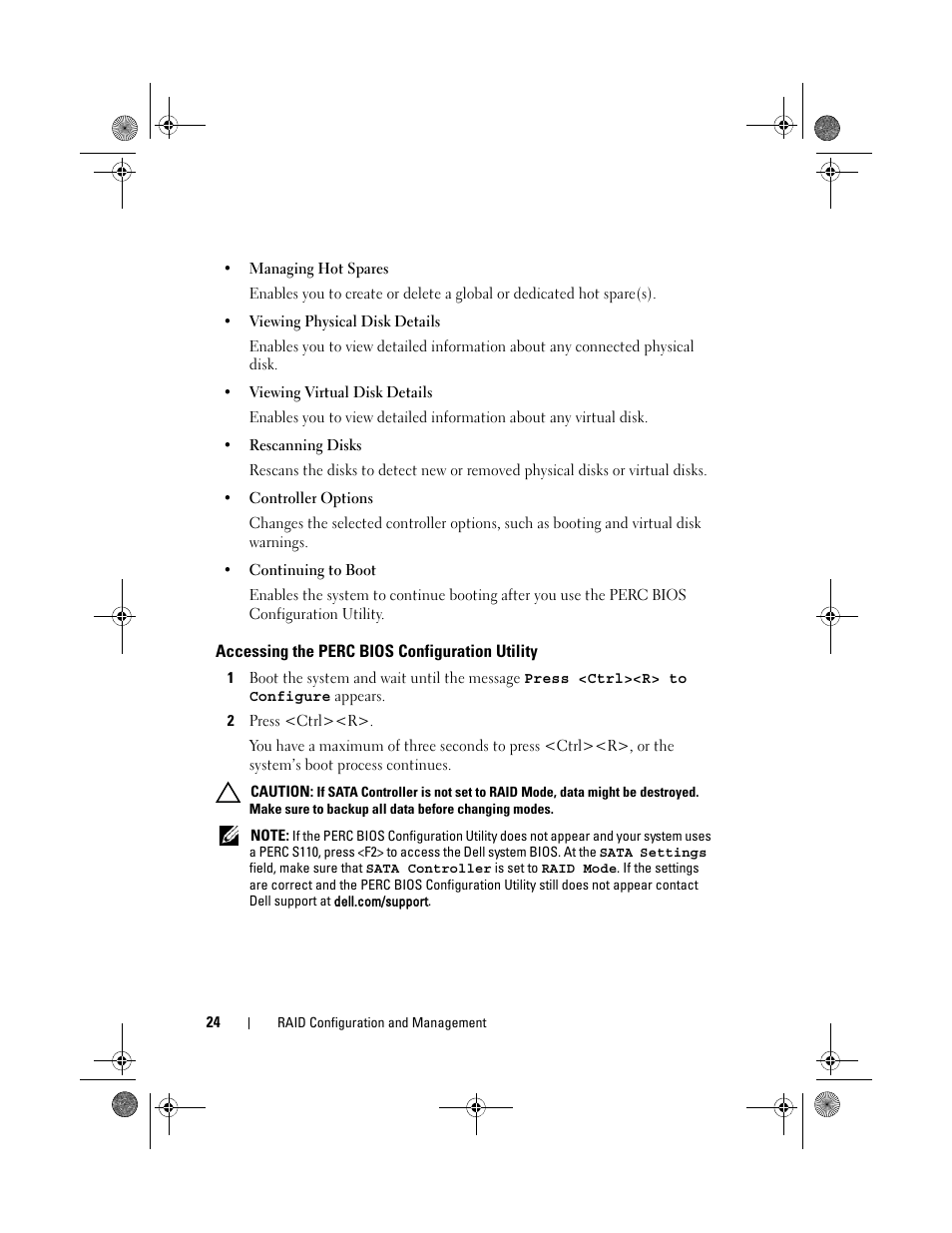 Accessing the perc bios configuration utility | Dell PowerEdge RAID Controller S110 User Manual | Page 26 / 76