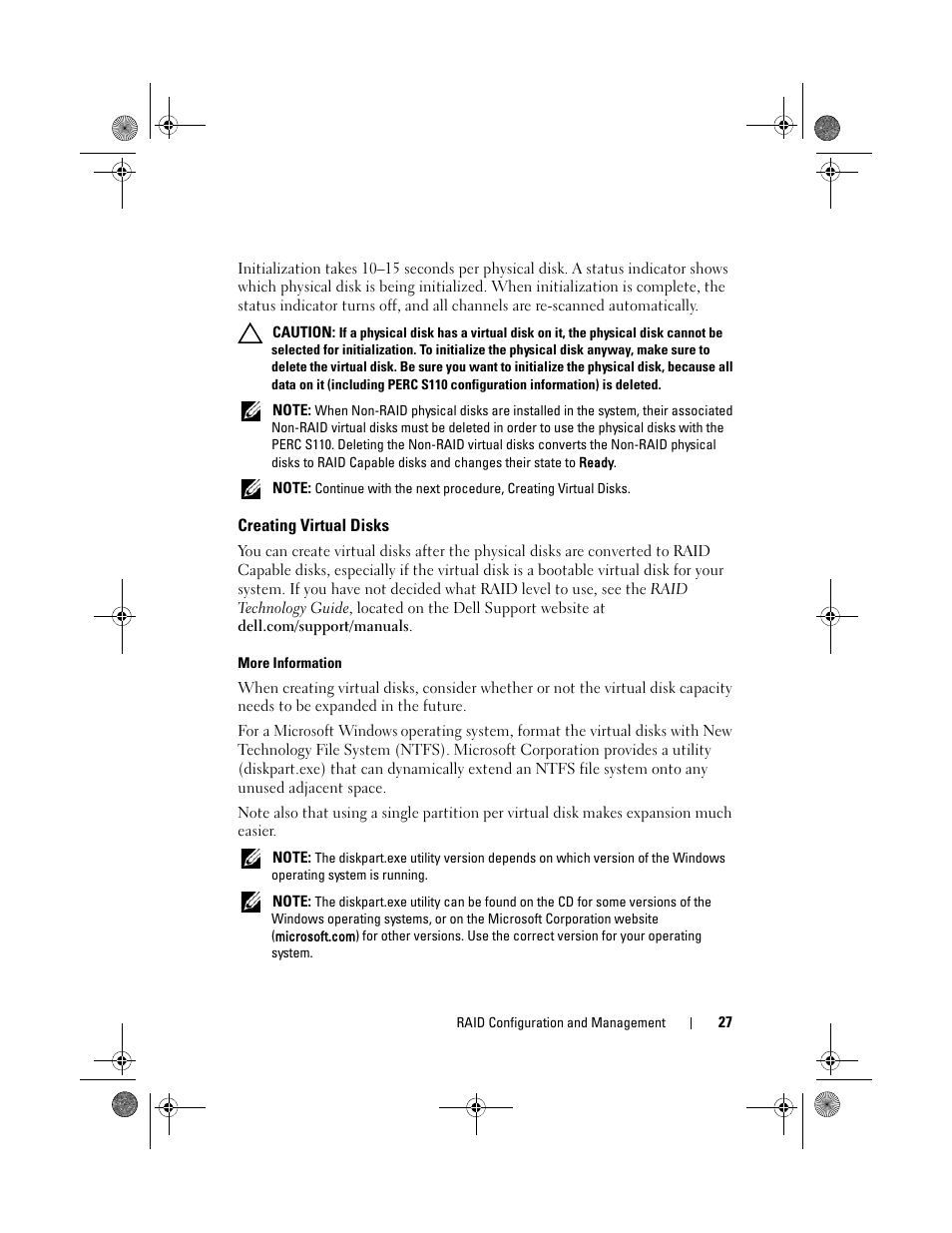 Creating virtual disks | Dell PowerEdge RAID Controller S110 User Manual | Page 29 / 76