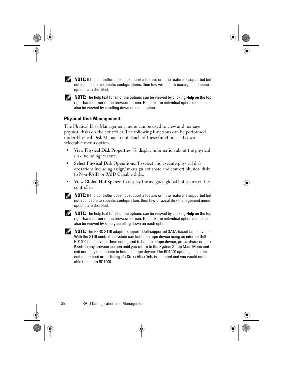 Physical disk management | Dell PowerEdge RAID Controller S110 User Manual | Page 40 / 76