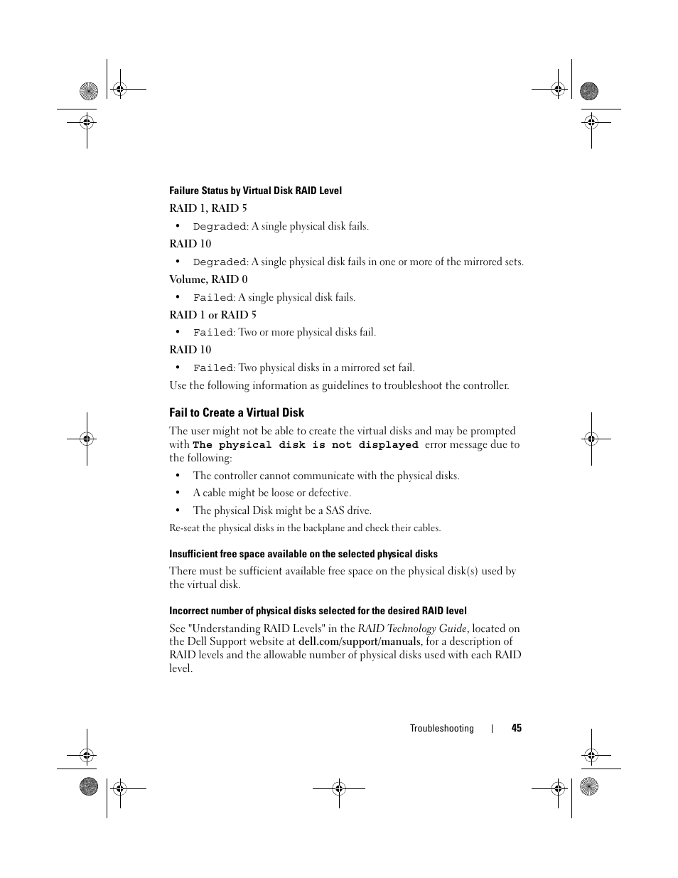 Fail to create a virtual disk | Dell PowerEdge RAID Controller S110 User Manual | Page 47 / 76