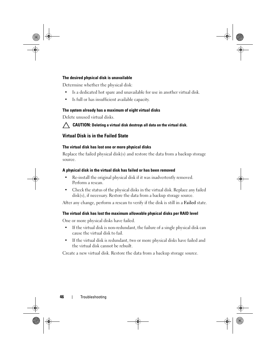 Virtual disk is in the failed state | Dell PowerEdge RAID Controller S110 User Manual | Page 48 / 76