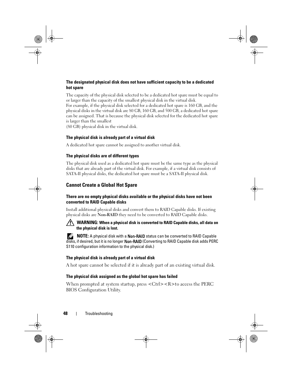 Cannot create a global hot spare | Dell PowerEdge RAID Controller S110 User Manual | Page 50 / 76