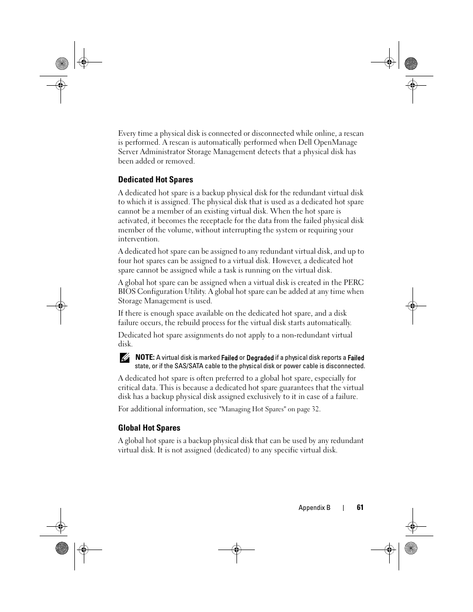 Dedicated hot spares, Global hot spares | Dell PowerEdge RAID Controller S110 User Manual | Page 63 / 76