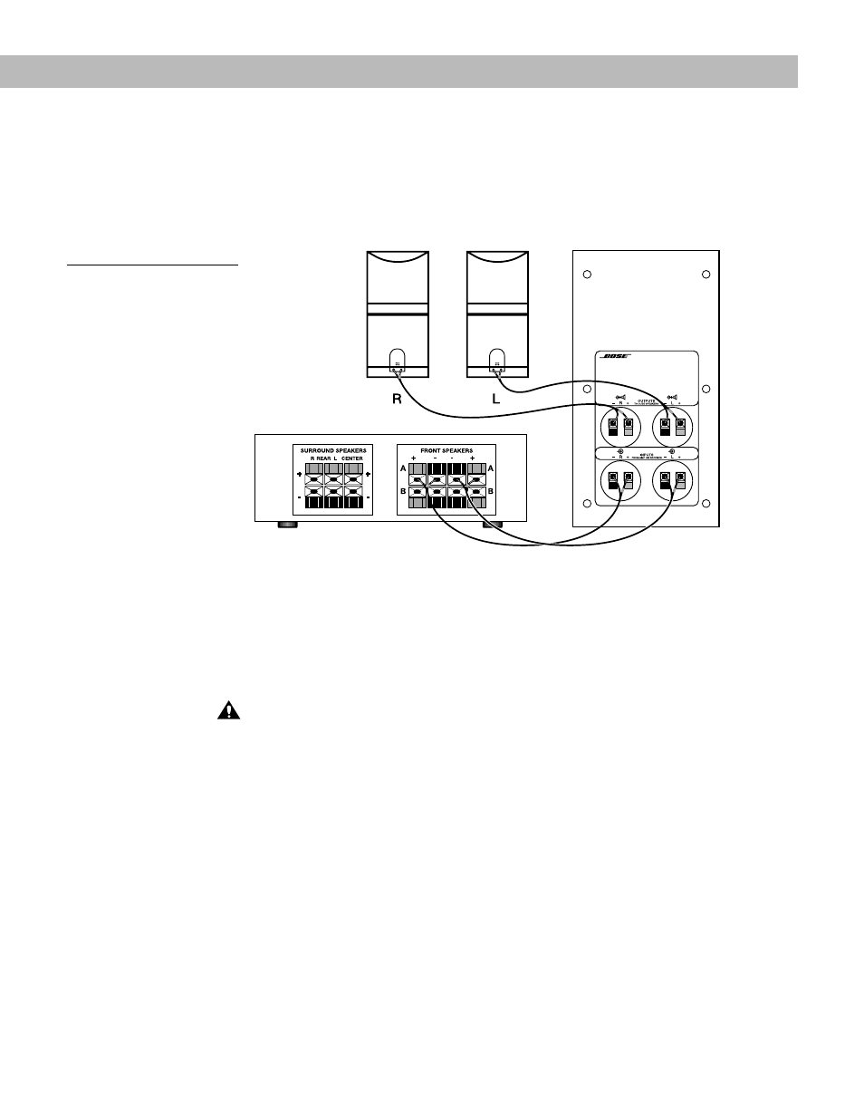 Connecting the acoustimass, 5 series iii system to your receiver, Setting up | Bose Acoustimass 5 User Manual | Page 9 / 16