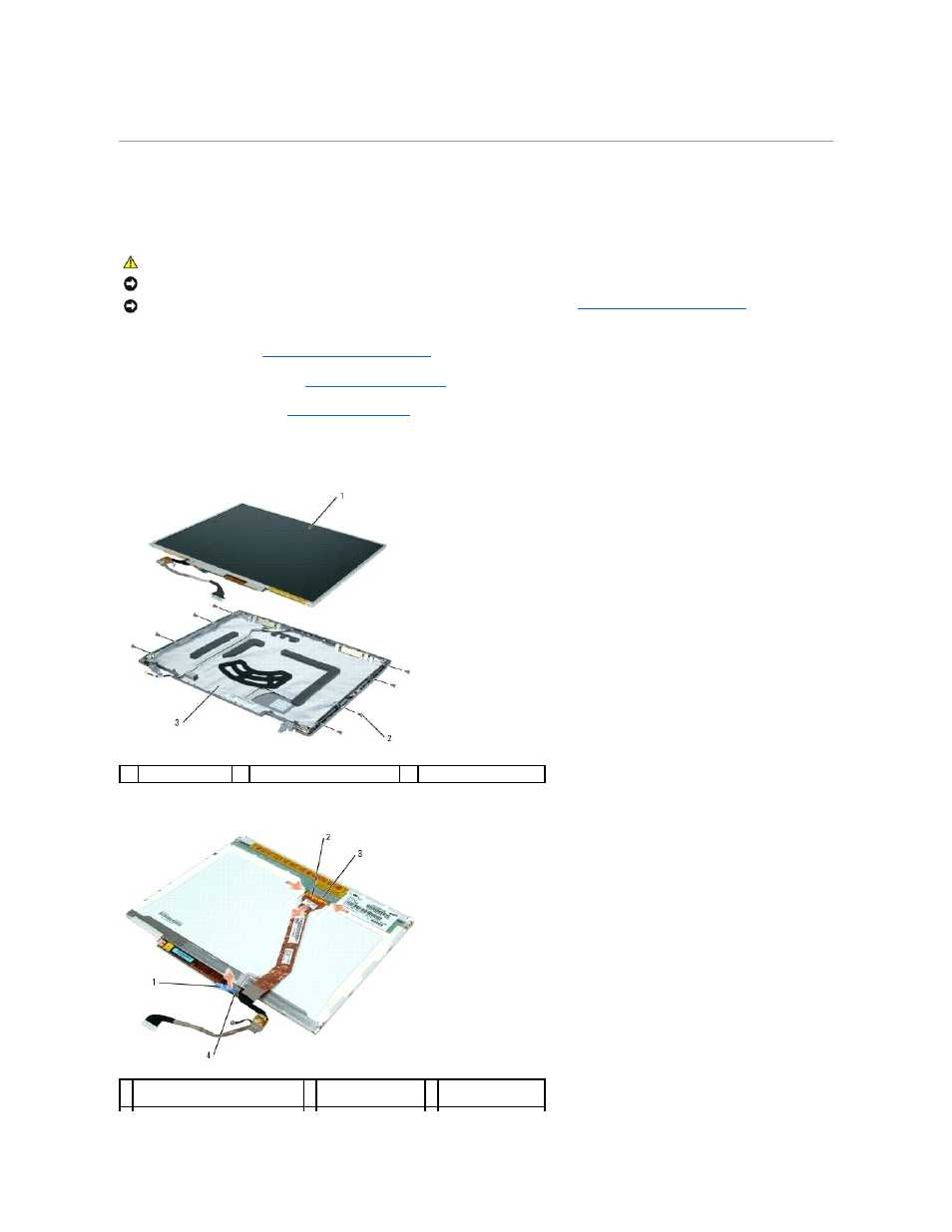 Display panel, Removing the display panel | Dell Latitude D520 User Manual | Page 16 / 42