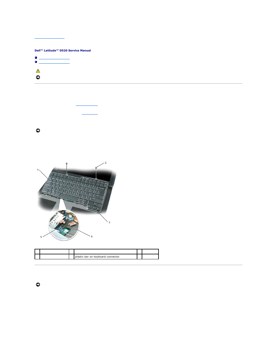 Keyboard, Removing the keyboard, Replacing the keyboard | Dell Latitude D520 User Manual | Page 24 / 42