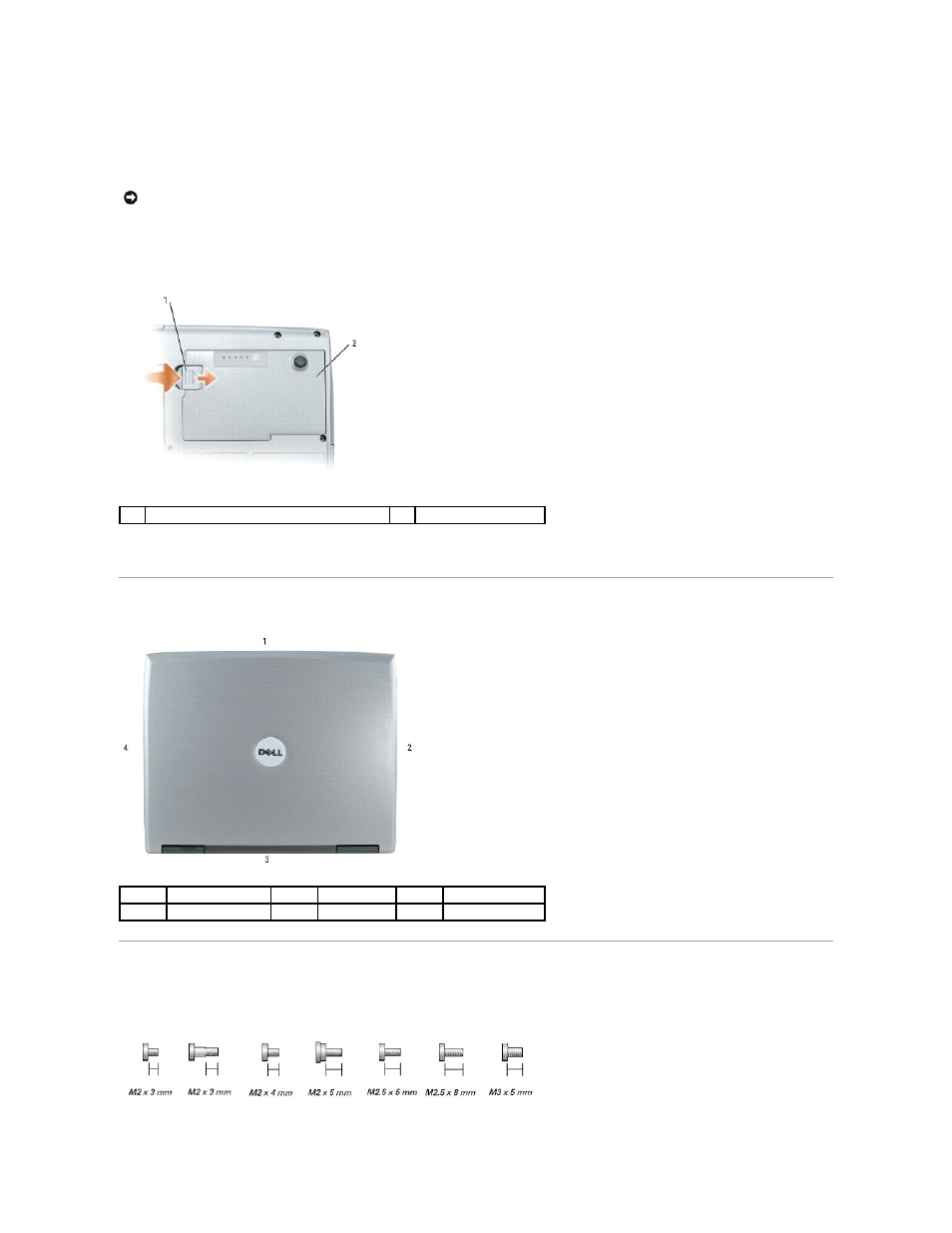 Computer orientation, Screw identification | Dell Latitude D520 User Manual | Page 3 / 42