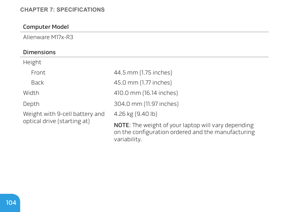 Dell Alienware M17x R3 (Early 2011) User Manual | Page 106 / 128