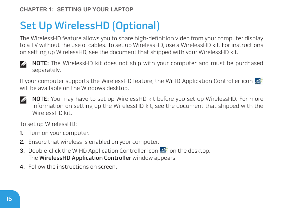 Set up wirelesshd (optional) | Dell Alienware M17x R3 (Early 2011) User Manual | Page 18 / 128