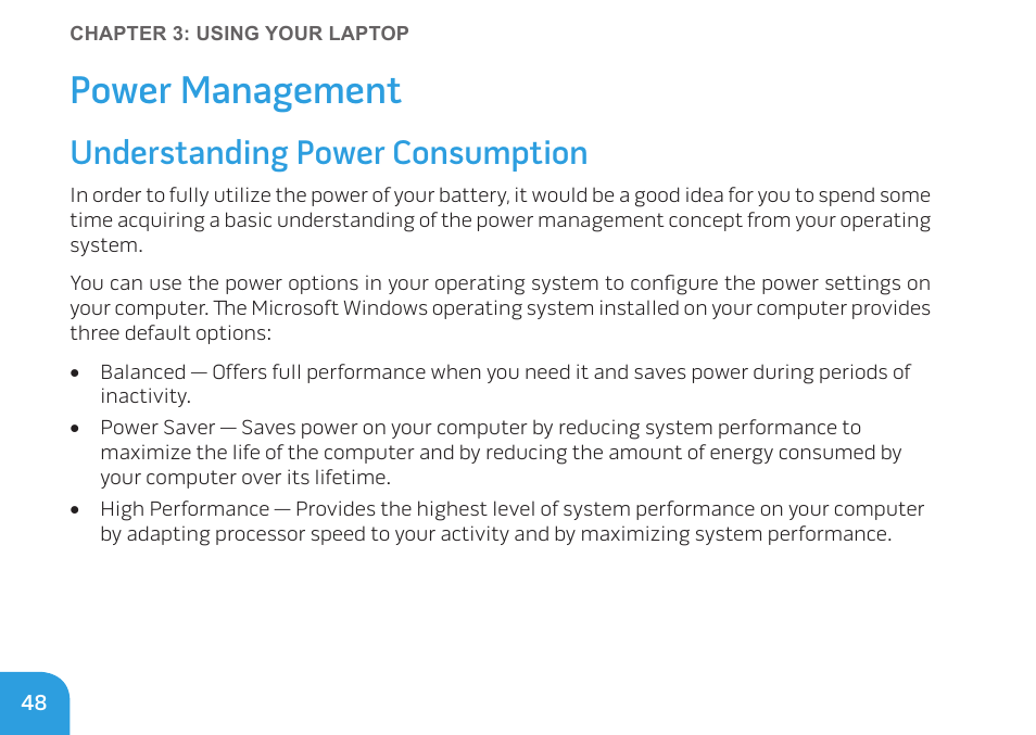 Power management, Understanding power consumption | Dell Alienware M17x R3 (Early 2011) User Manual | Page 50 / 128