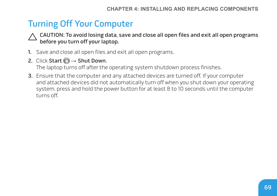 Turning off your computer | Dell Alienware M17x R3 (Early 2011) User Manual | Page 71 / 128