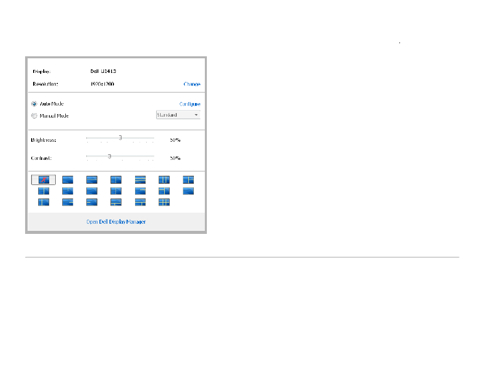Using the quick settings dialog | Dell U2413 Monitor User Manual | Page 2 / 6
