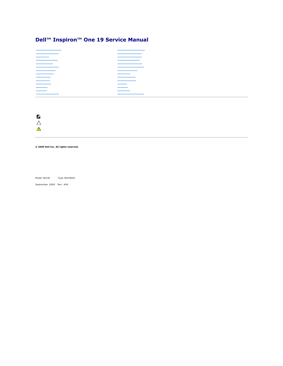 Dell Inspiron One 19 (Mid 2009) User Manual | 65 pages