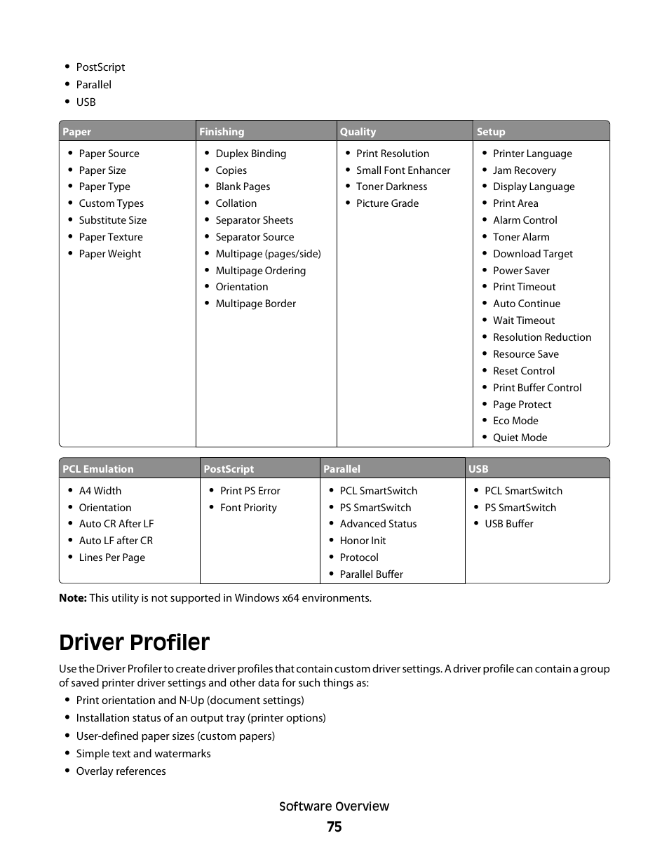 Driver profiler | Dell 2230d/dn Mono Laser Printer User Manual | Page 75 / 128
