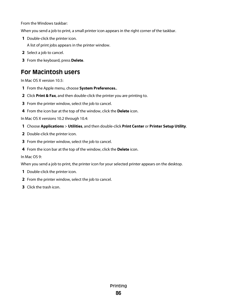 For macintosh users | Dell 2230d/dn Mono Laser Printer User Manual | Page 86 / 128