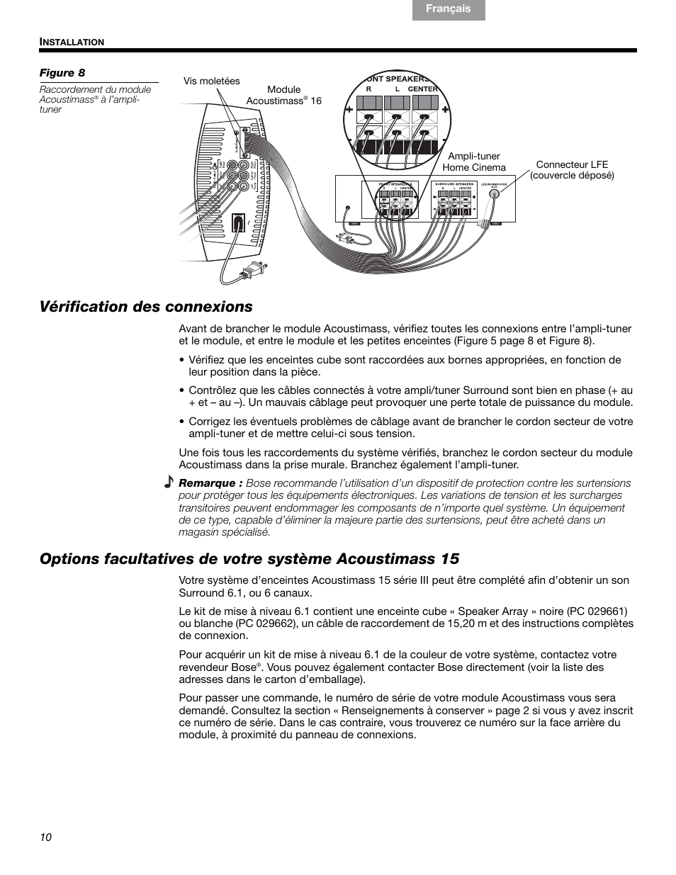 Vérification des connexions | Bose 15 Series III User Manual | Page 38 / 44